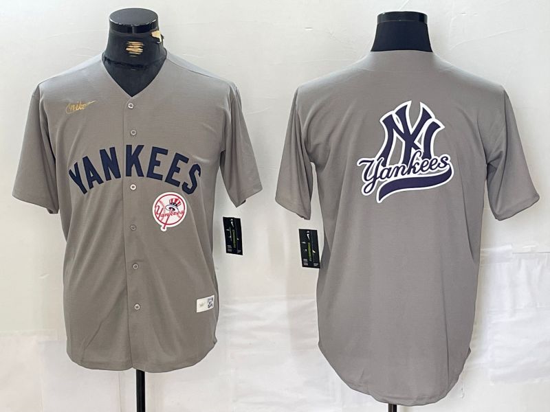 Men New York Yankees Blank Grey Throwback Nike Game 2024 MLB Jersey style 12->new york yankees->MLB Jersey